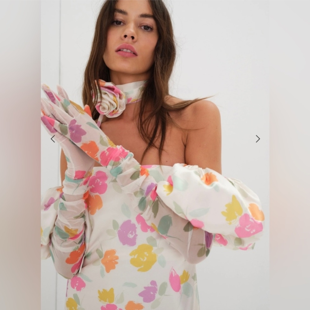 For Love And Lemons One Shoulder Floral Dress - Hazel Mini - Picture 2 of 10